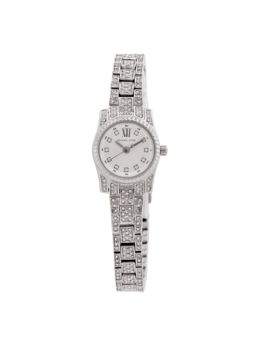 NWT Michael Kors Mini Lexington Quartz Crystal Silver Dial Ladies Watch